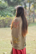 Black Gold Heavy Embroidered Dupatta with brick red suit