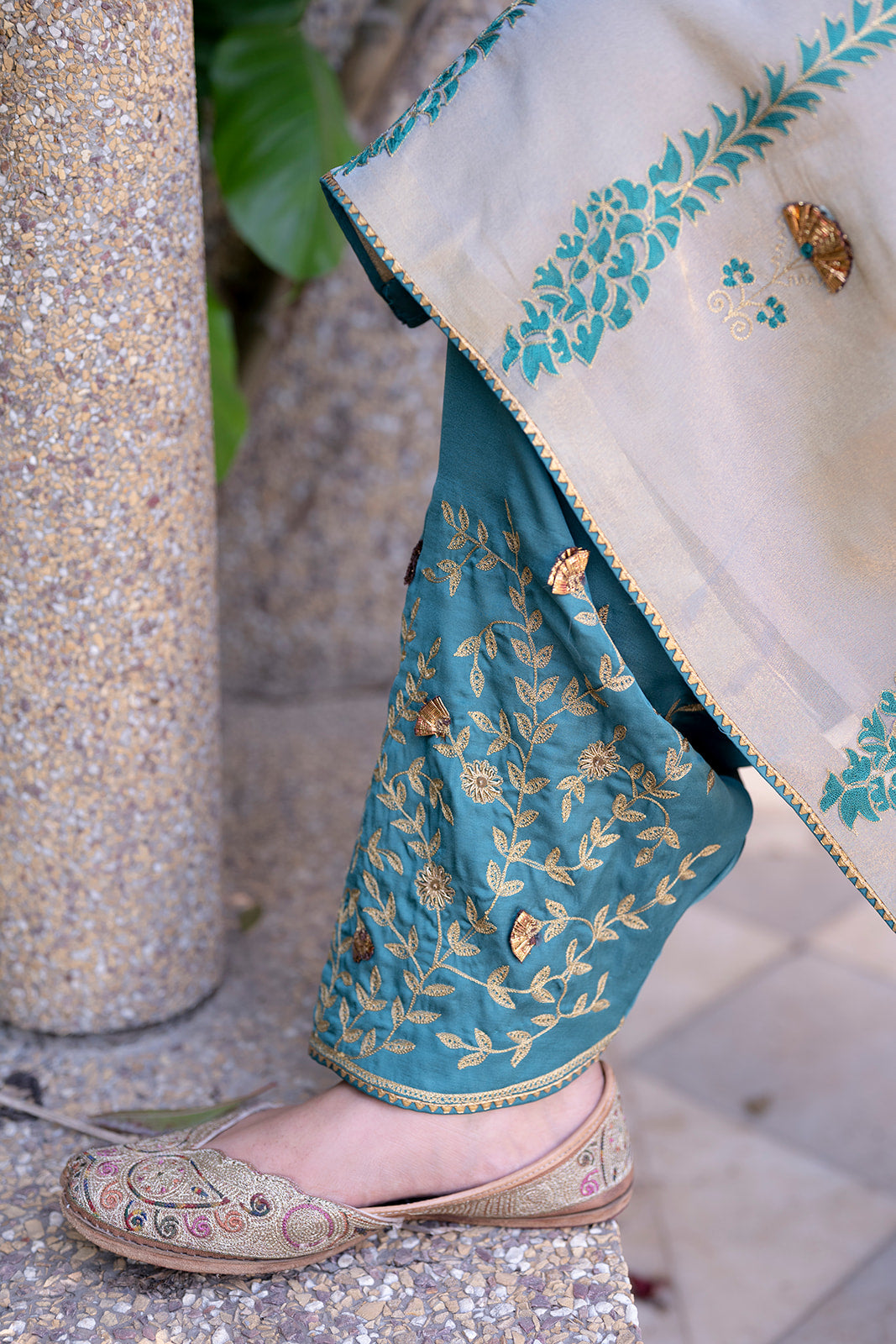 Chandi Choga with Soft Teal Pakistani Salwar