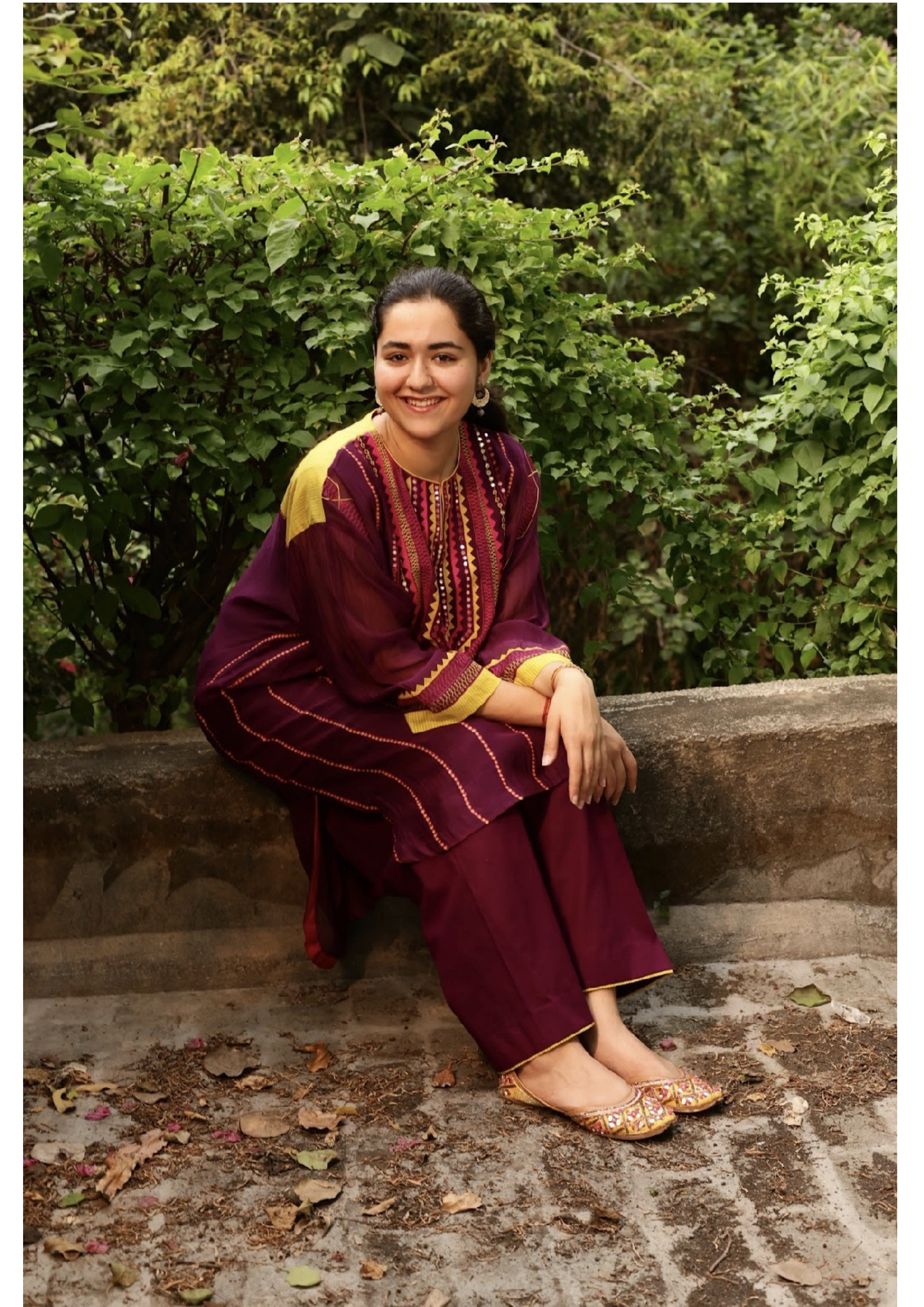 Purple mirror embroidered kaftan outfit