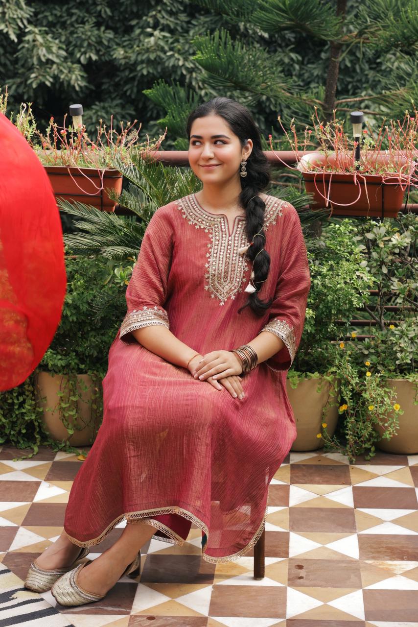 Ruby Pink Tissue Kaftan