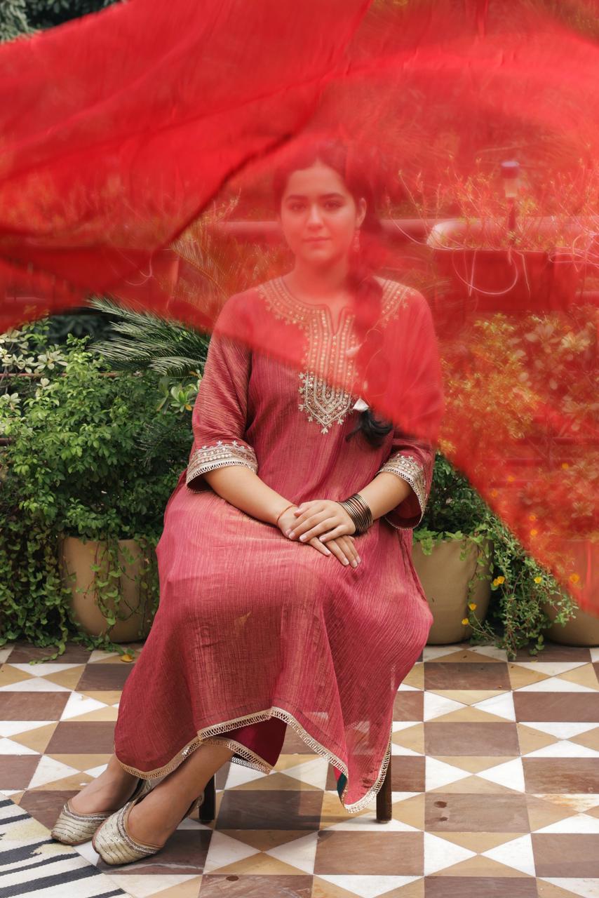 Ruby Pink Tissue Kaftan