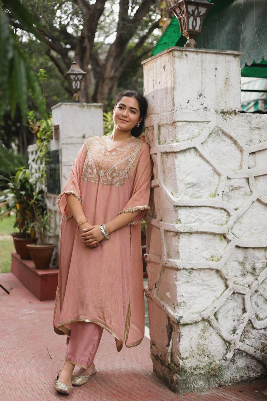 Pink Paisley Tissue Kaftan