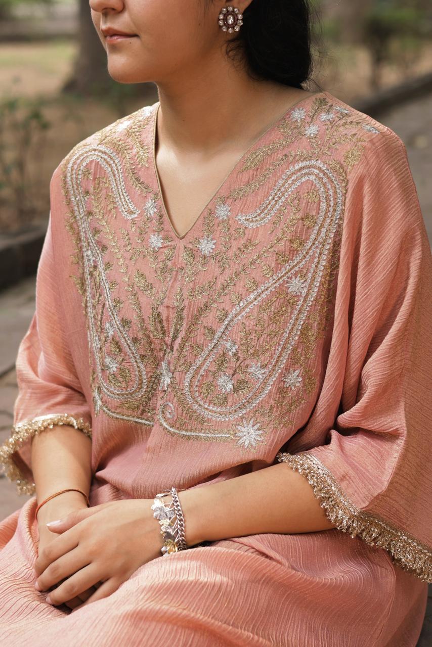 Pink Paisley Tissue Kaftan
