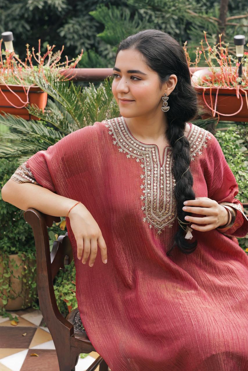 Ruby Pink Tissue Kaftan