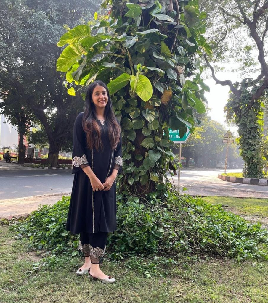 Black Moss Crepe Embroidered Suit