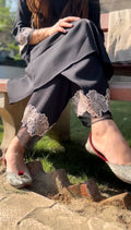 Black Moss Crepe Embroidered Suit