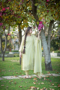 Pastel Green Floral Embroidery Outfit